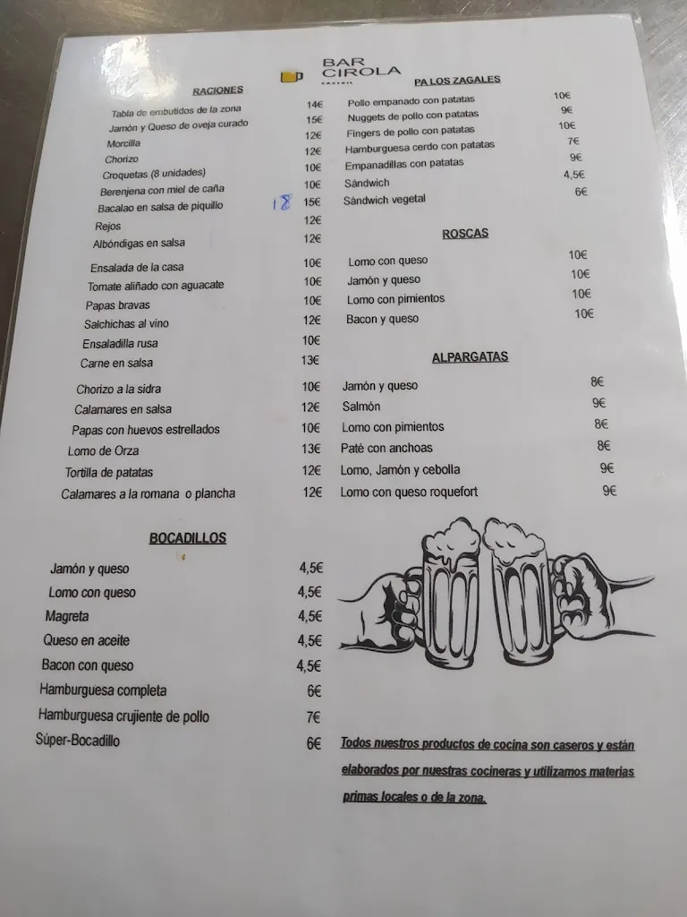 Menu_Cirola bar_Castril_image_1
