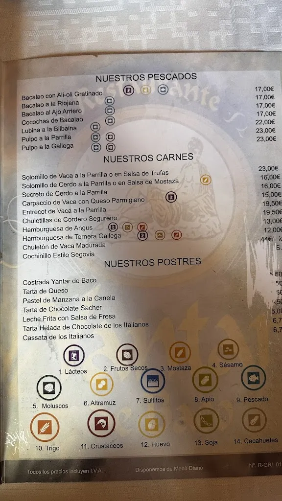 Menu_Restaurante Yantar de Baco_Cenes de la Vega_immagine_3