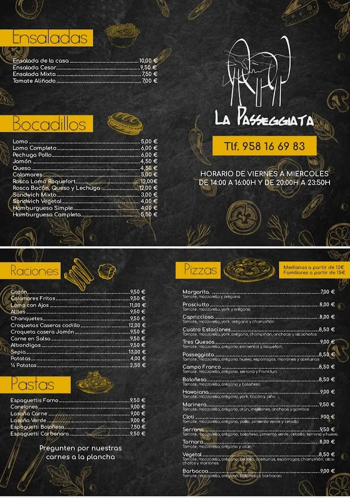 Menu_Rest. Pizzeria Passeggiata_Cenes de la Vega_image_1