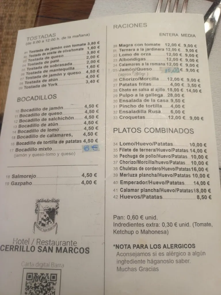 Menu_Hotel Restaurante Cerrillo de San Marcos_Diezma_image_2