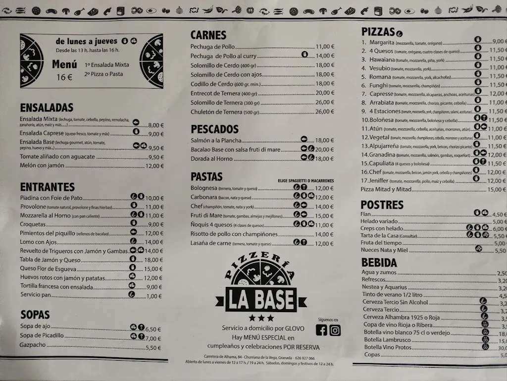Menu_Pizzería La Base_Churriana de la Vega_immagine_1