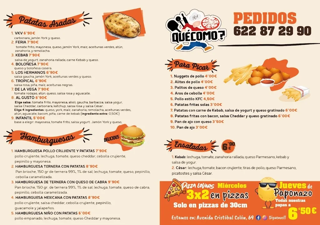Menu_Pizzería y patatas asadas quecomo_Churriana de la Vega_immagine_1