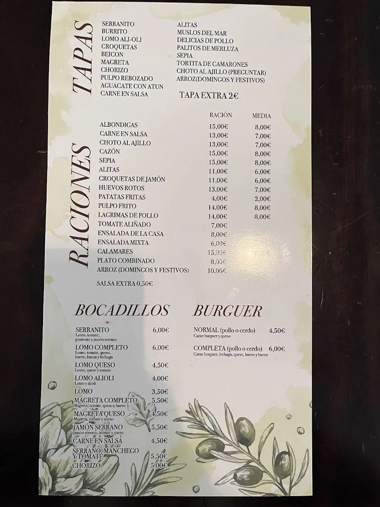 Menu_Café-bar La Huerta_Cúllar Vega_immagine_2