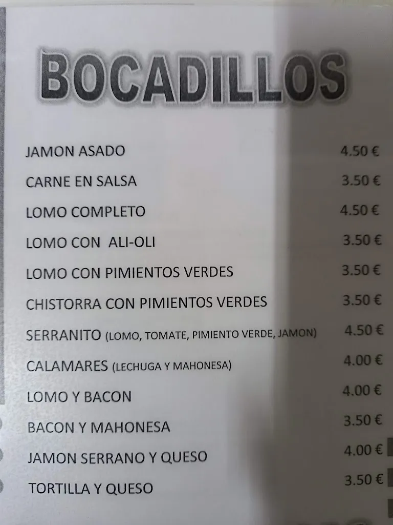 Menu_Bar La Plaza_Cúllar Vega_image_3