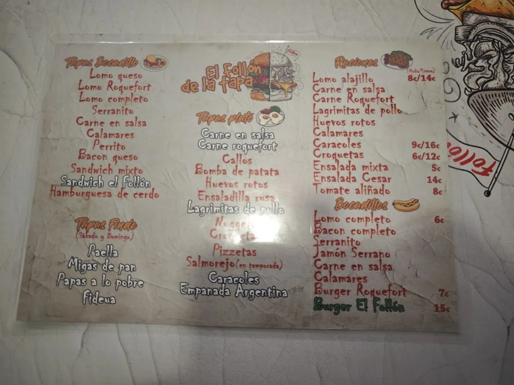 Menu_Cafe Bar El Follón de la Tapa_Cúllar Vega_image_1