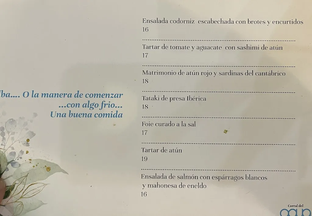 Menu_Restaurante Corral del agua (Granada)_Cúllar Vega_image_4