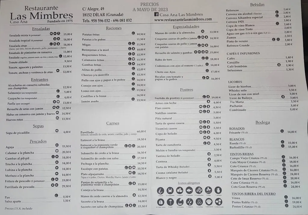 Menu_Restaurante las Mimbres Casa Ana_Dílar_image_1