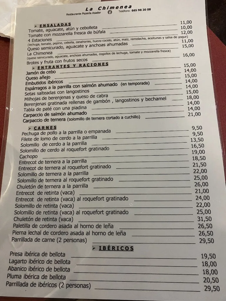 Menu_La Chimenea Restaurante_Dílar_image_3