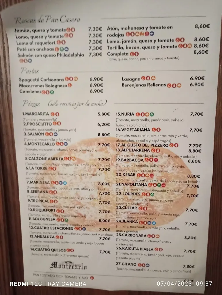 Menu_Restaurante-Hostal Montecarlo_Cúllar_image_1