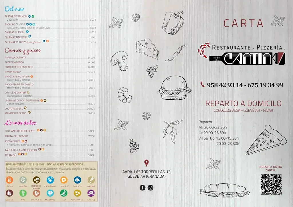 Menu_Pizzeria Restaurante La Cantina_Güevéjar_image_1