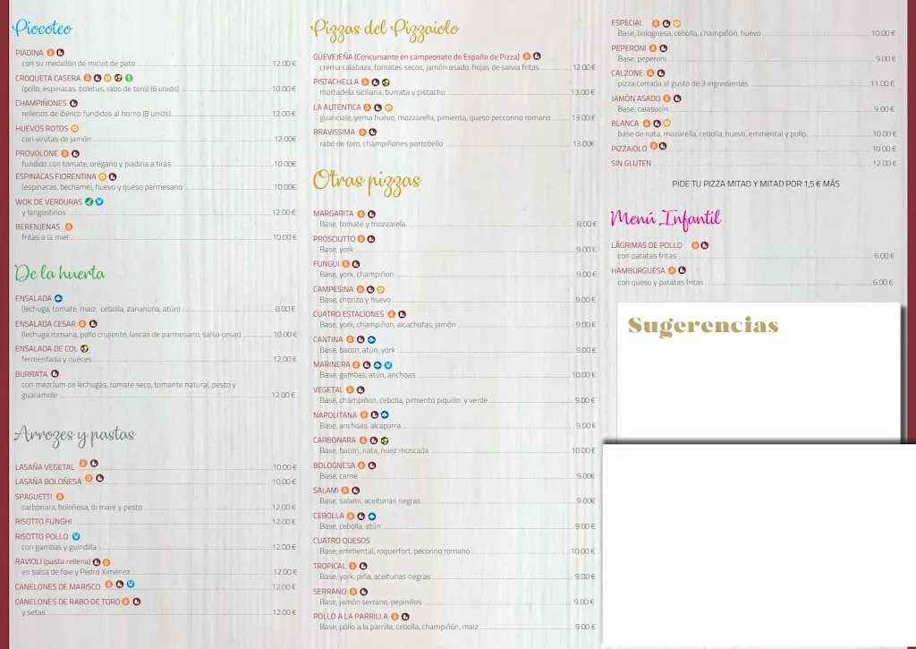 Menu_Pizzeria Restaurante La Cantina_Güevéjar_image_4