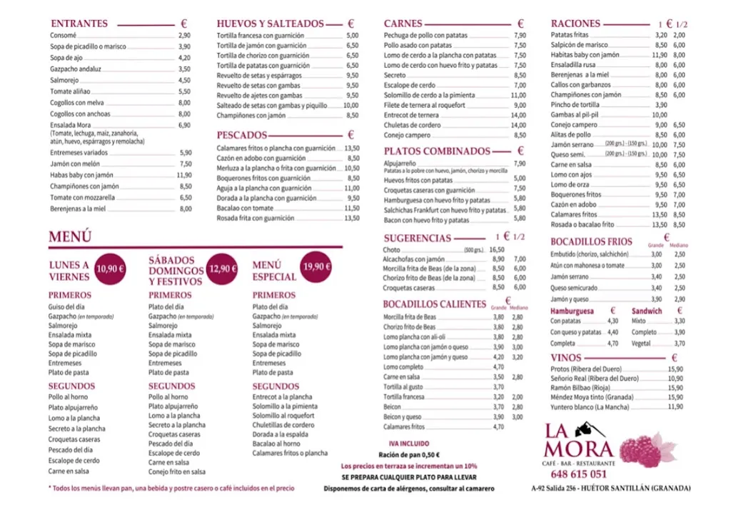 Menu_Café Bar Restaurante La Mora_Huétor de Santillán_image_4