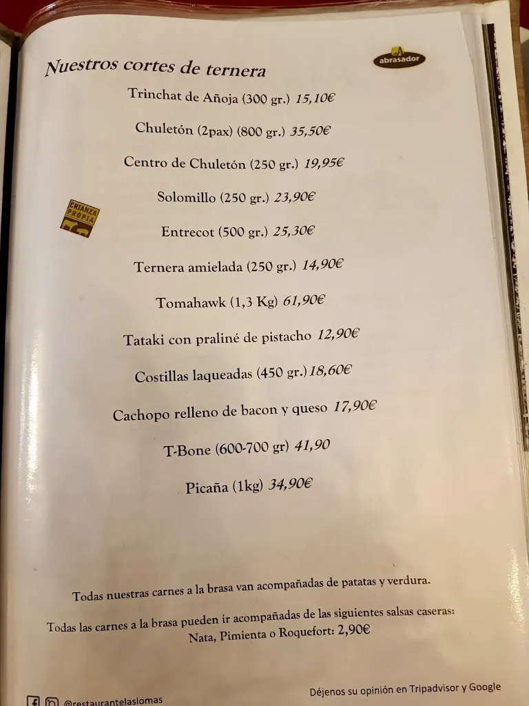 Menu_Restaurante Las Lomas Abrasador_Güejar Sierra_image_3