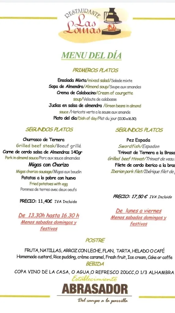 Menu_Restaurante Las Lomas Abrasador_Güejar Sierra_image_4