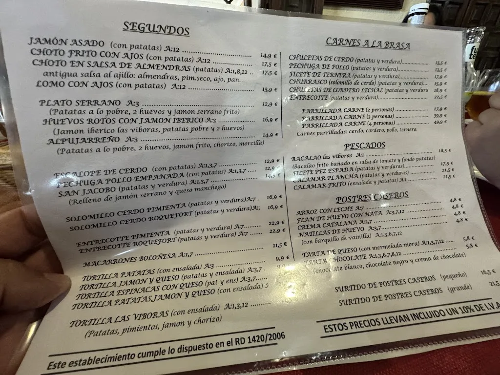 Menu_Las Viboras_Güejar Sierra_image_1