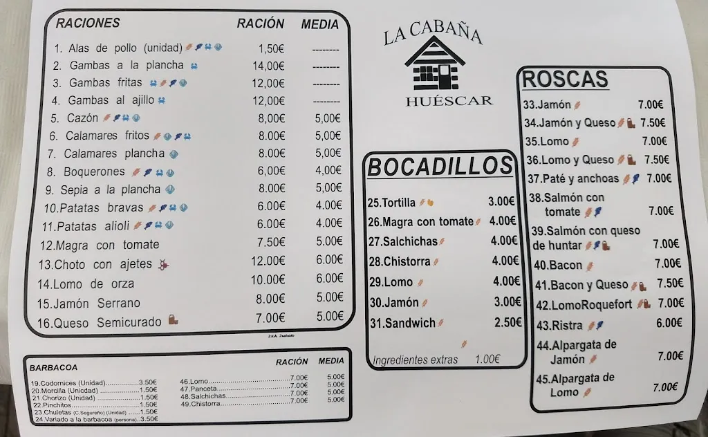 Menu_Bar La Cabaña_Huéscar_image_1