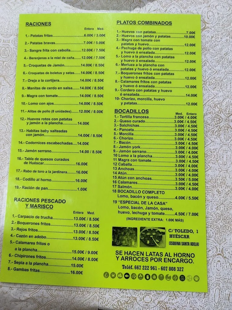 Menu_Café Bar Las 4RRRR_Huéscar_immagine_1