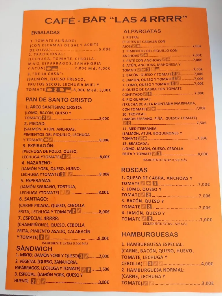Menu_Café Bar Las 4RRRR_Huéscar_immagine_3