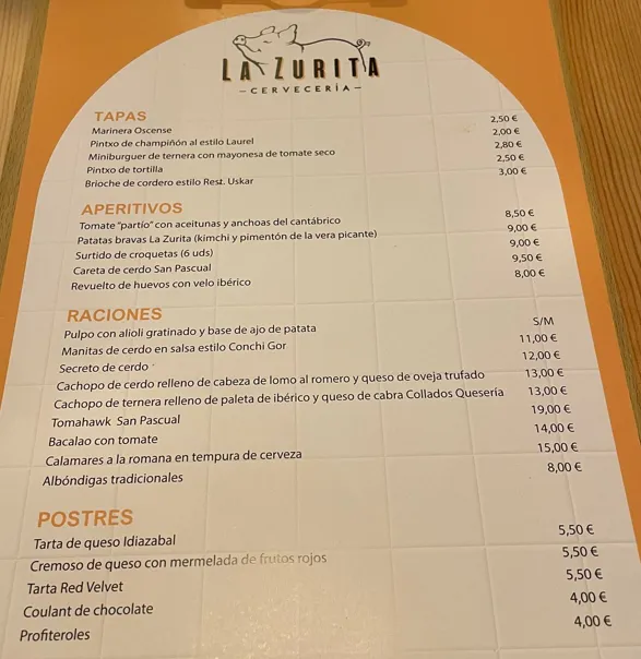 Menu_Cervecería La Zurita_Huéscar_image_1