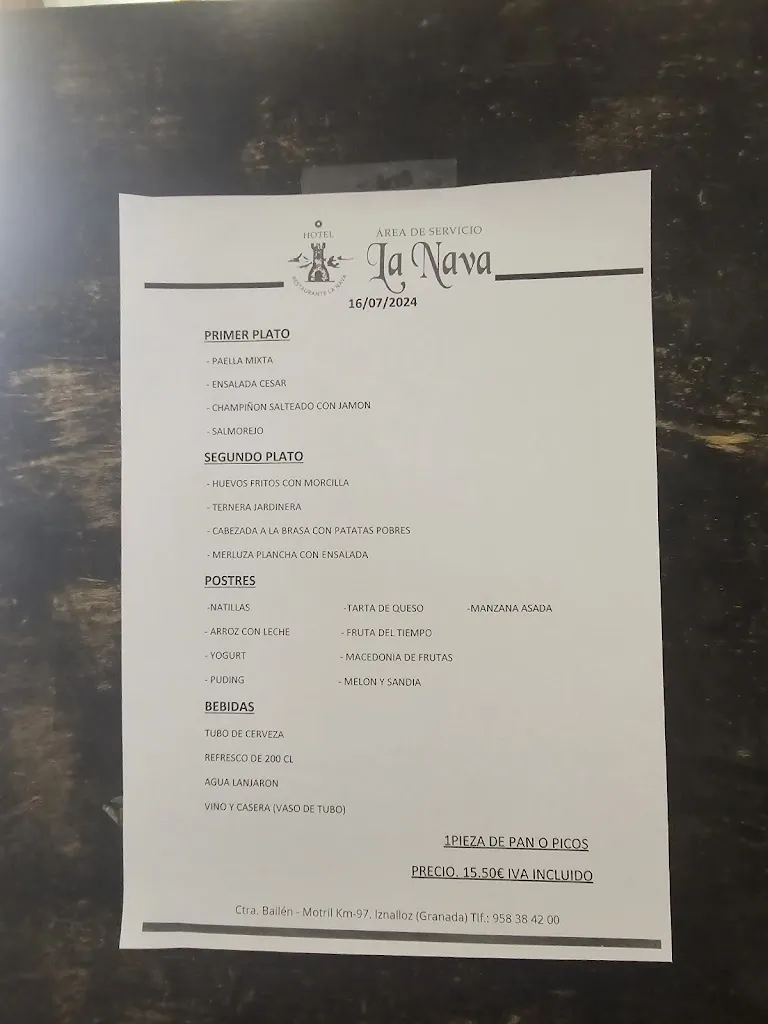 Menu_Area De Servicio Hotel La Nava_Iznalloz_image_2