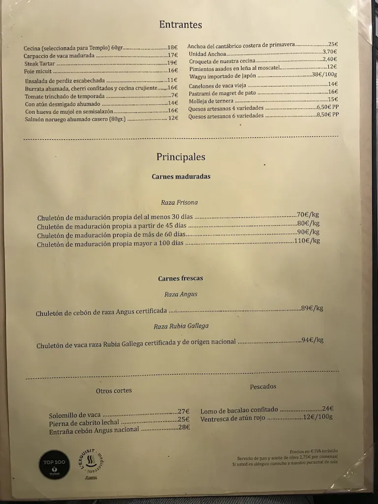 Menu_Temple Restaurant_Alicante/Alacant_image_1