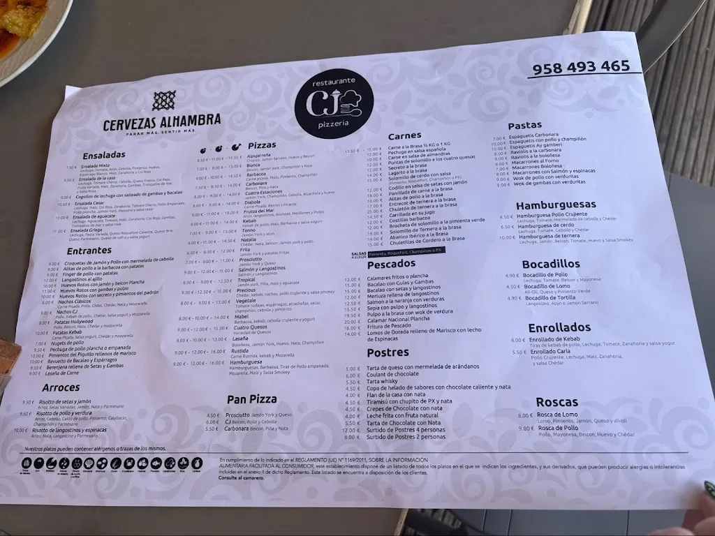 Menu_Restaurante pizzería CJ._Huétor Tájar_image_1