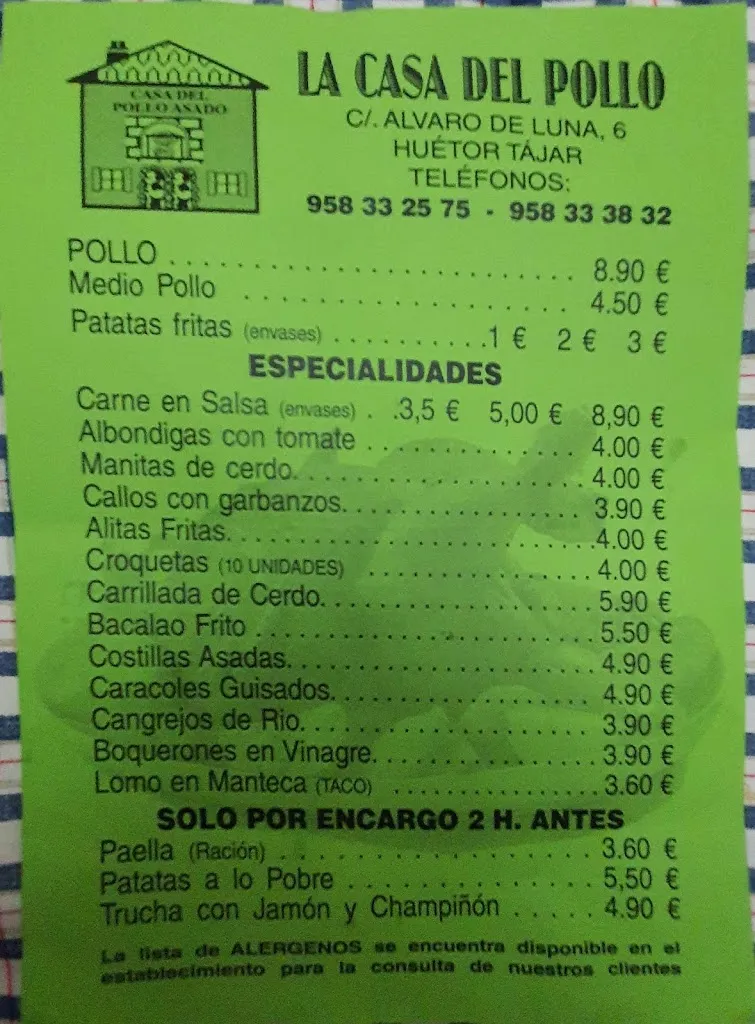 Menu_La Casa Del Pollo Asado_Huétor Tájar_image_1