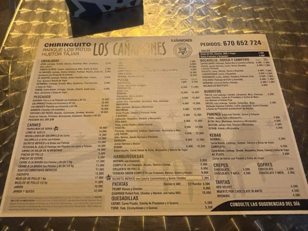 Menu_Chiringuito LOS CAÑAMONES._Huétor Tájar_image_1