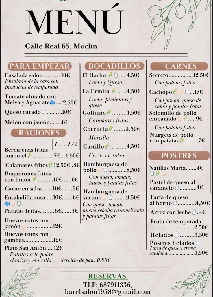 Menu_Bar El Salón 1958_Moclín_image_1