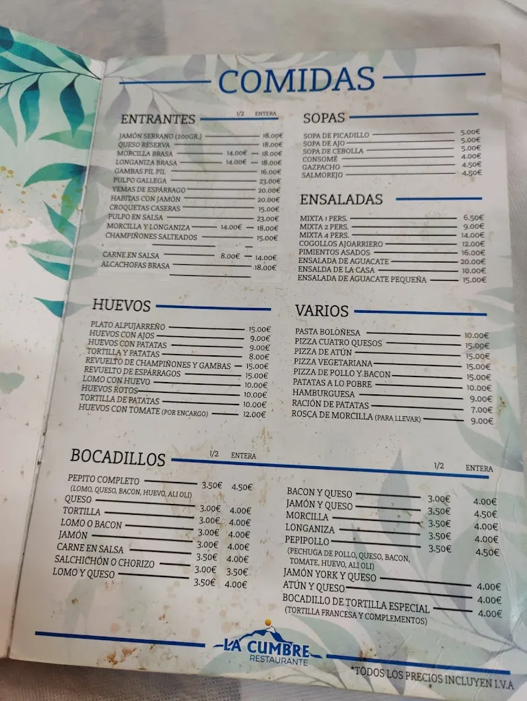 Menu_Restaurante La Cumbre Molvízar_Molvízar_image_1