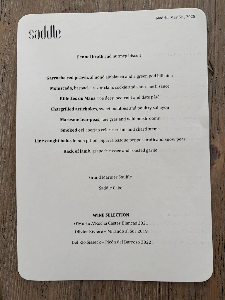 Menu_Saddle Madrid_Nevada_image_1