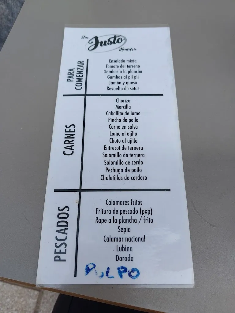 Menu_Justo pizzeria restaurante_Montefrío_image_1