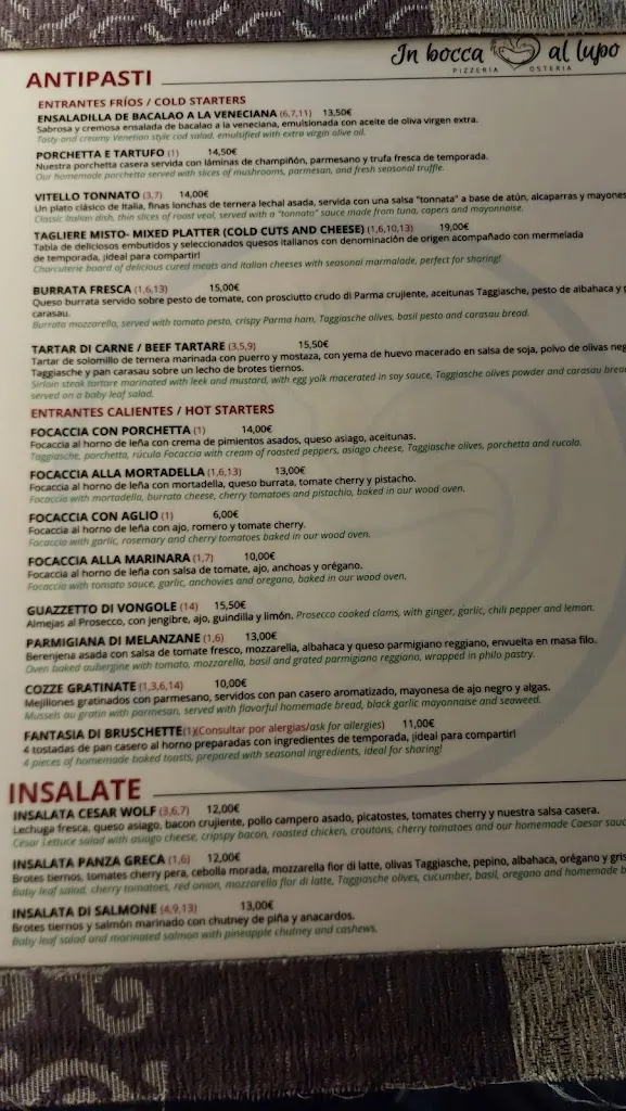 Menu_In Bocca Al Lupo Alicante_Alicante/Alacant_image_3