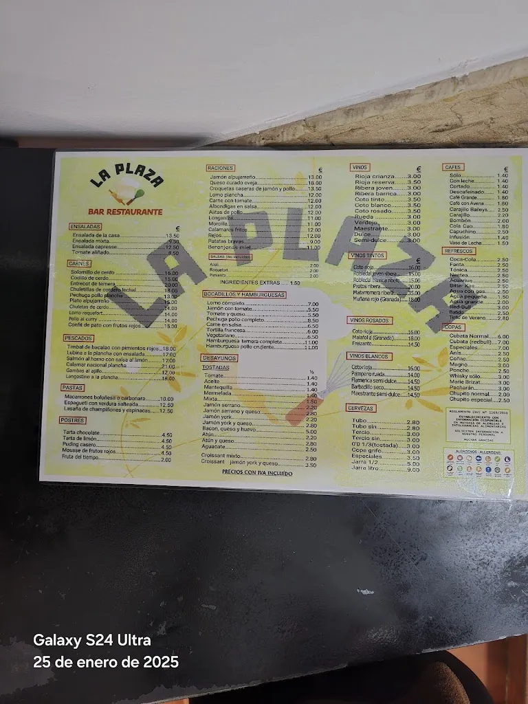 Menu_Bar Restaurante La Plaza_Órgiva_image_1