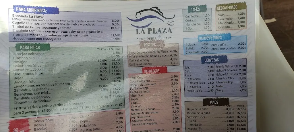 Menu_Freiduría, cafetería & bar La Plaza_Ogíjares_image_1