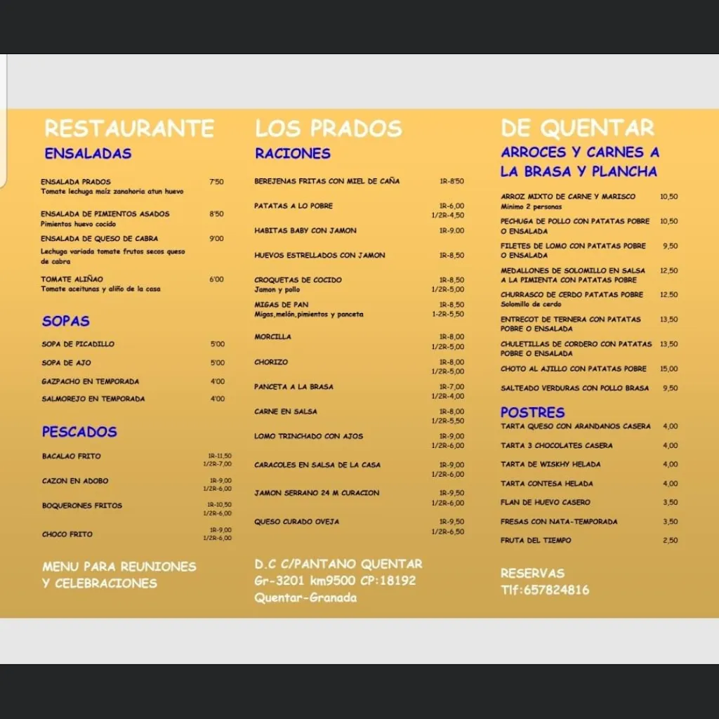 Menu_RESTAURANTE LOS PRADOS DE QUÉNTAR_Quéntar_immagine_3