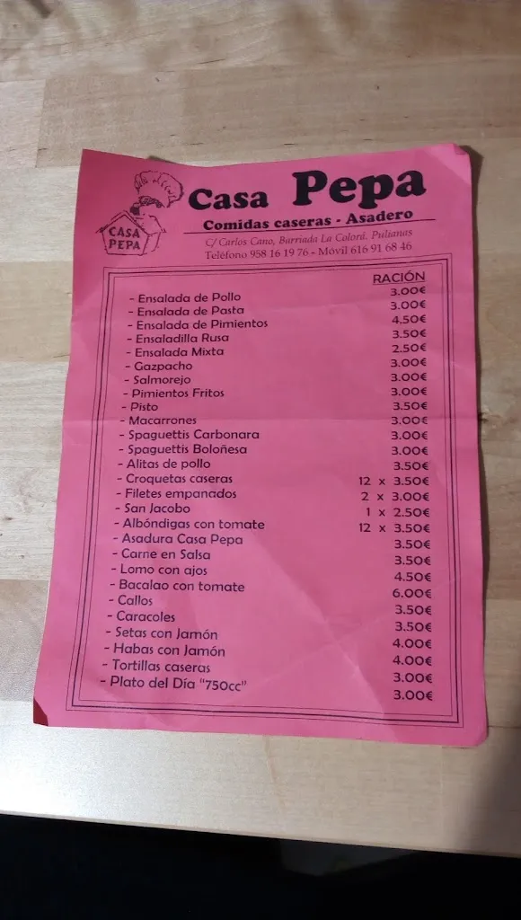 Casa Pepa restaurant in Pulianas