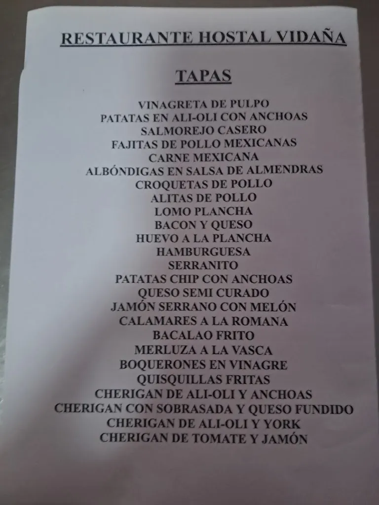 Menu_Hostal y Restaurante Vidaña._Ugíjar_image_1