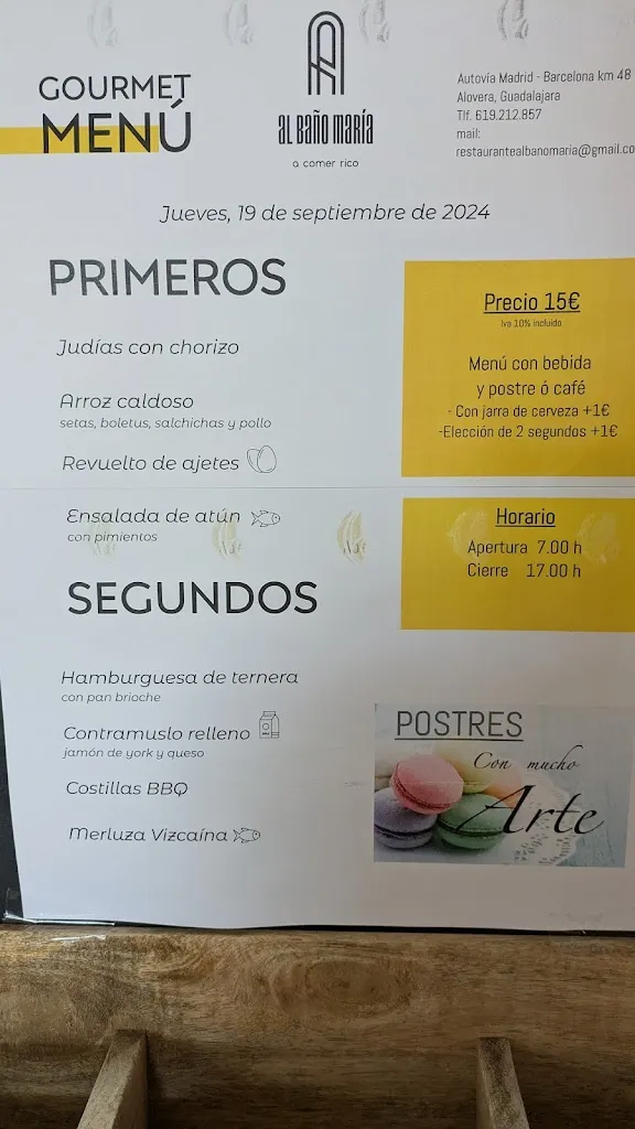 Menu_Restaurante Al Baño María_Alovera_immagine_1