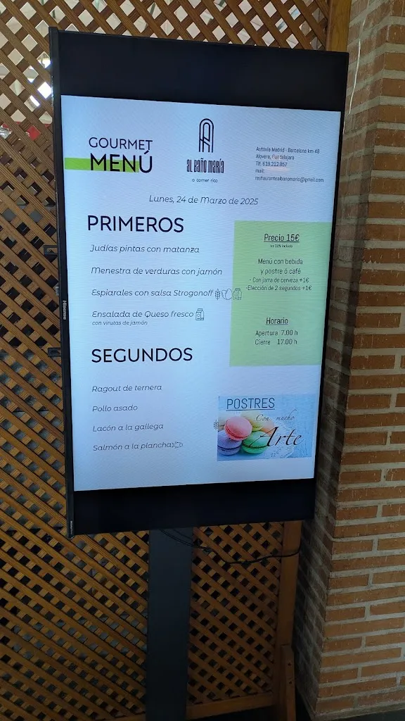 Menu_Restaurante Al Baño María_Alovera_immagine_3