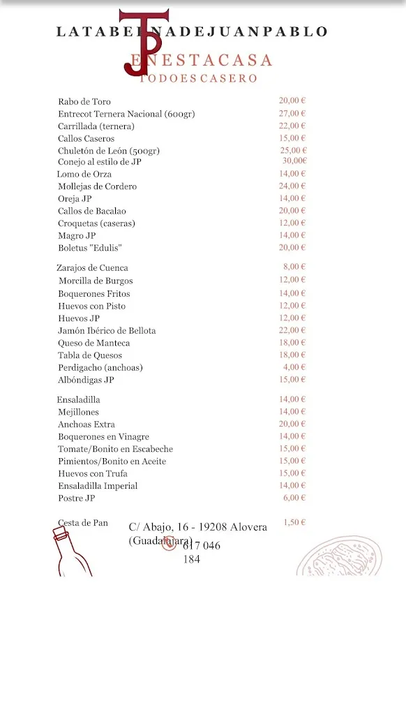 Menu_La Taberna de Juan Pablo_Alovera_image_1
