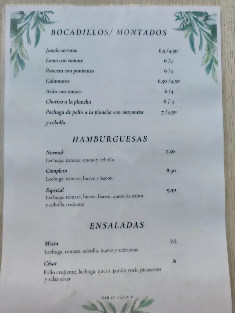 Menu_Bar & cafetería el parque_Alovera_image_1