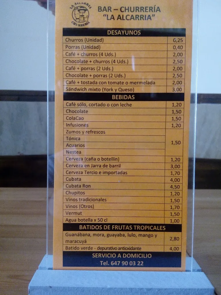 Menu_Bar Churrería La Alcarria_Brihuega_image_1