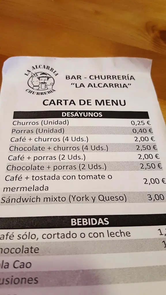 Menu_Bar Churrería La Alcarria_Brihuega_image_3
