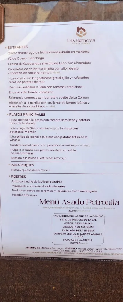 Menu_Casa De Comidas Las Horneras De Cobeta_Castilnuevo_image_1