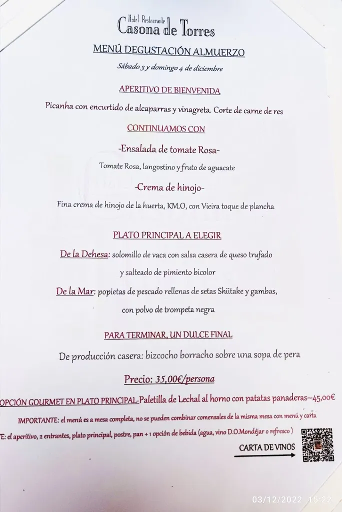 Menu_Restaurante @ Hotel Casona de Torres_Cendejas de la Torre_image_2
