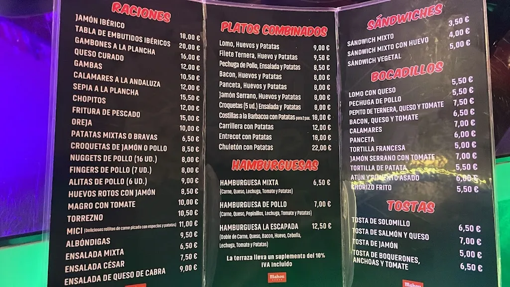 Menu_Bar La Escapada_Azuqueca de Henares_image_1