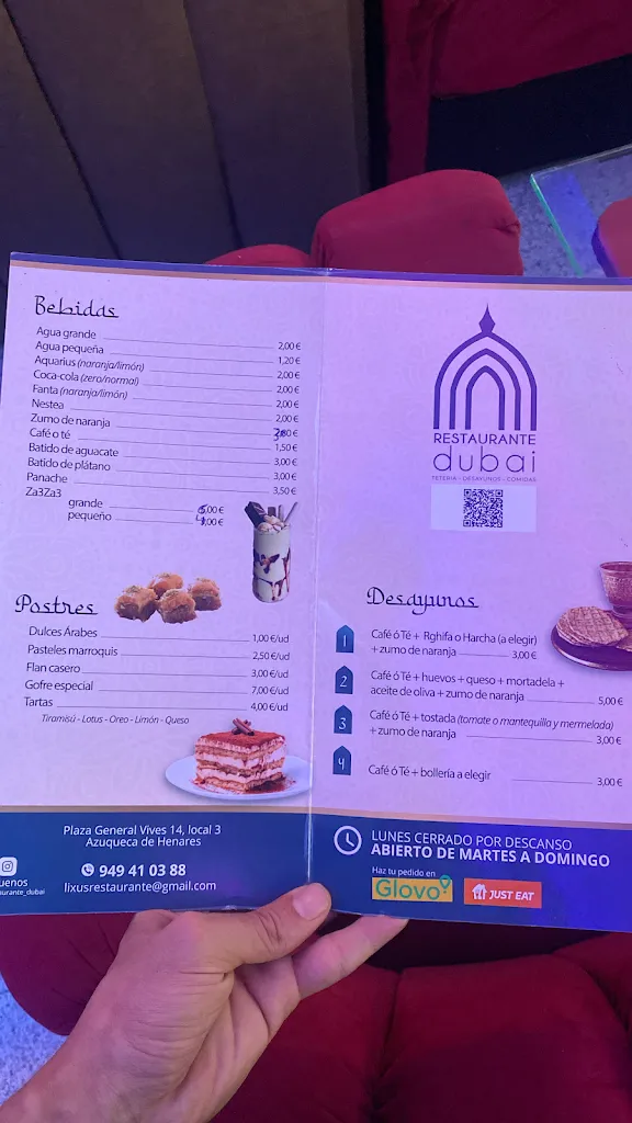 Menu_Cafeteria restaurante DUBAI_Azuqueca de Henares_image_2