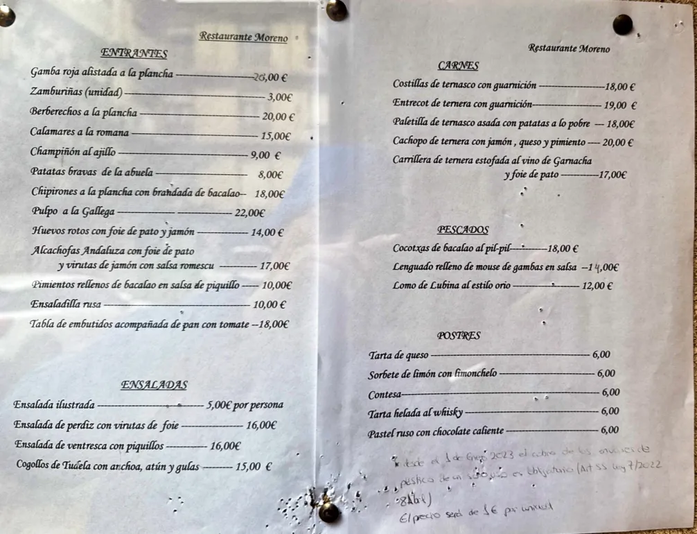 Menu_Moreno Taberna Restaurante_Cincovillas_immagine_1