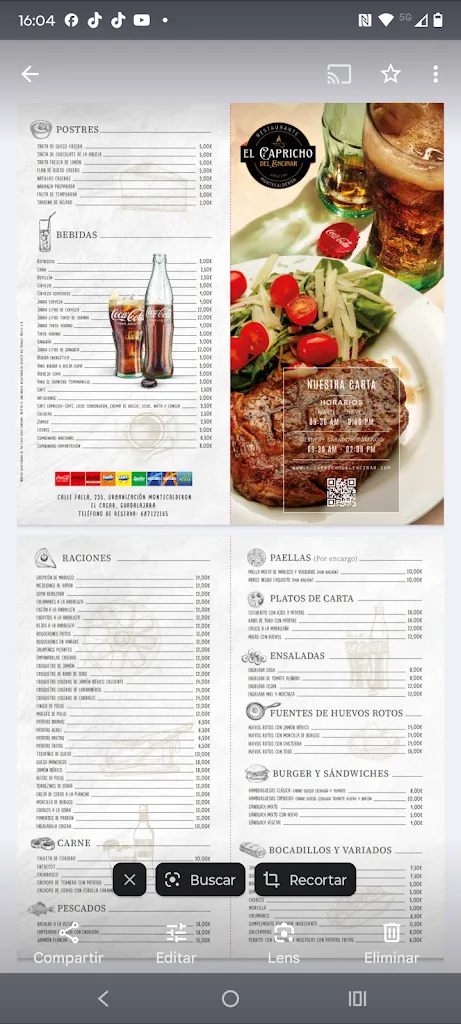 Menu_Restaurante El Capricho del Encinar de Montecalderón_Casar El_immagine_1